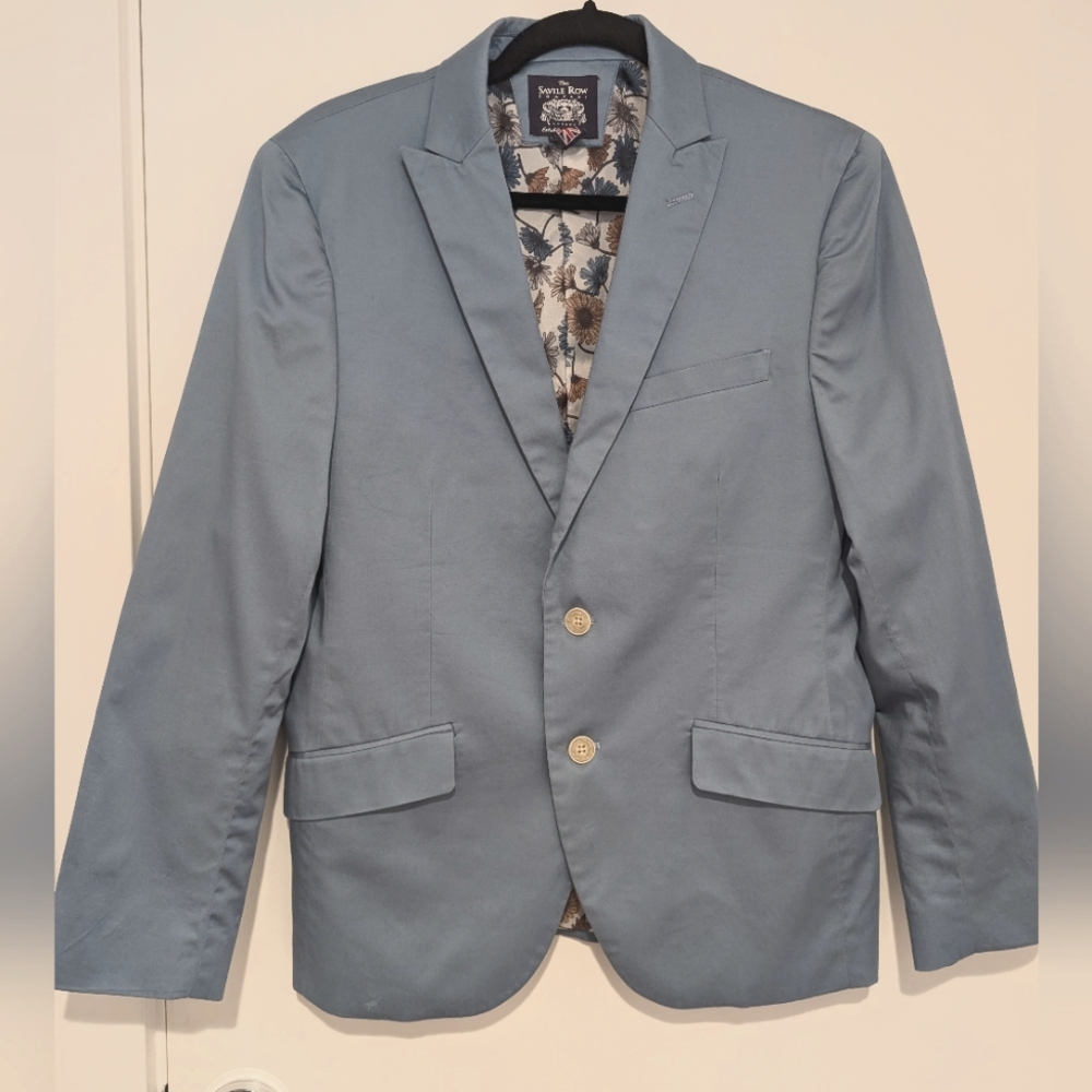 Mens Savile Row Brixton Suit, Light blue 38S